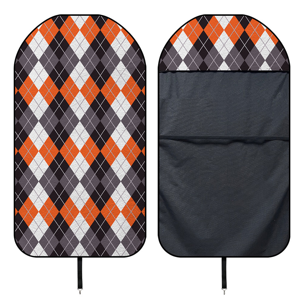 Grey Black Orange And White Argyle Print Waterproof Car Seat Cover