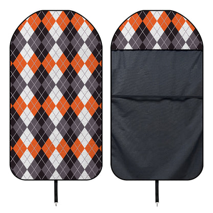 Grey Black Orange And White Argyle Print Waterproof Car Seat Cover