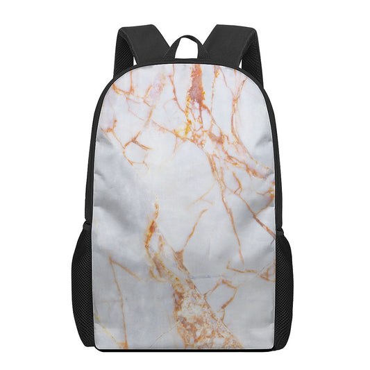 Grey Bronze Marble Print 17 Inch Backpack