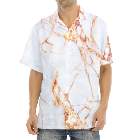 Grey Bronze Marble Print Aloha Shirt