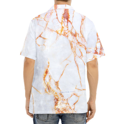 Grey Bronze Marble Print Aloha Shirt