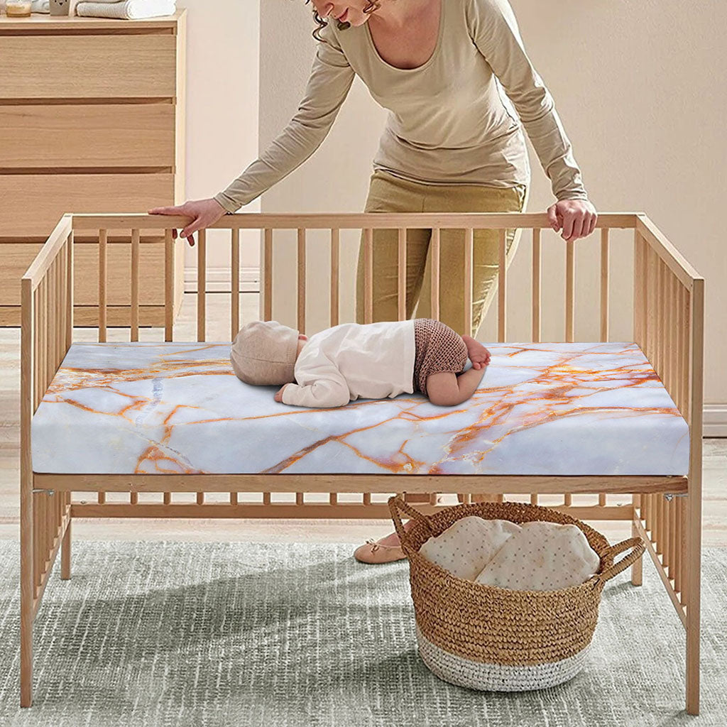 Grey Bronze Marble Print Baby Crib Sheet