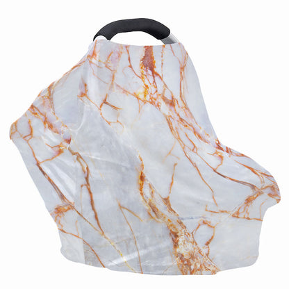 Grey Bronze Marble Print Baby Seat Cover