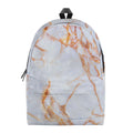 Grey Bronze Marble Print School Backpack