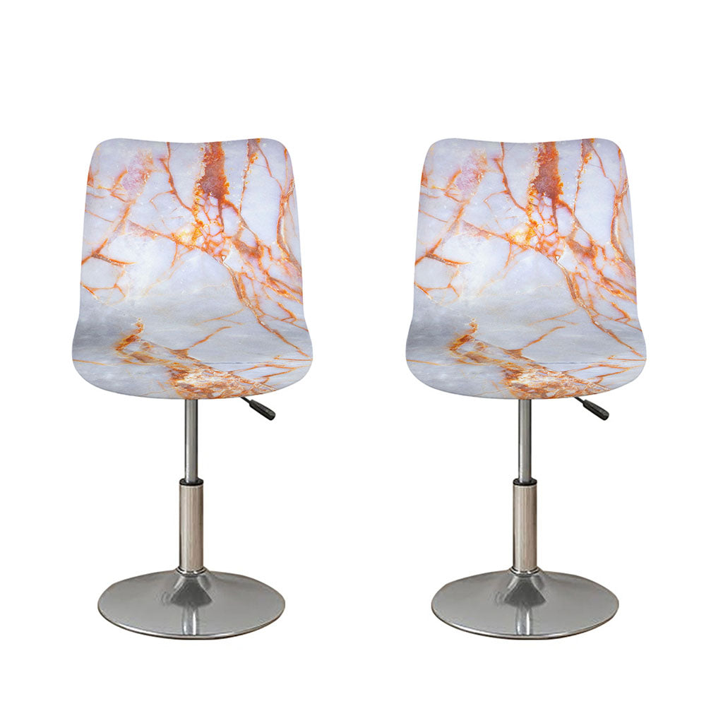 Grey Bronze Marble Print Bar Stool Covers