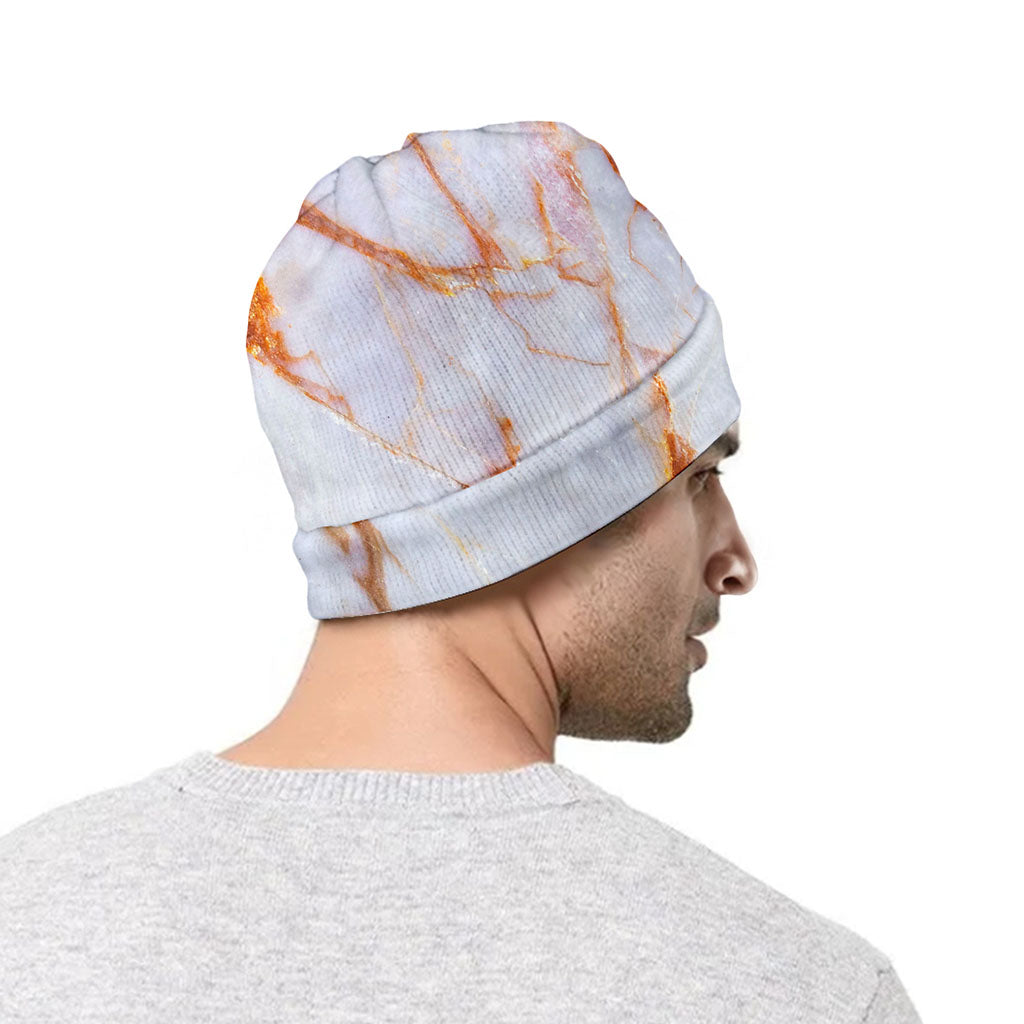 Grey Bronze Marble Print Beanie