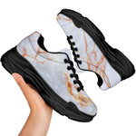 Grey Bronze Marble Print Black Chunky Shoes