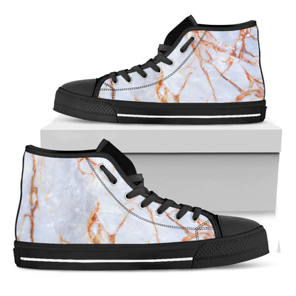 Grey Bronze Marble Print Black High Top Sneakers