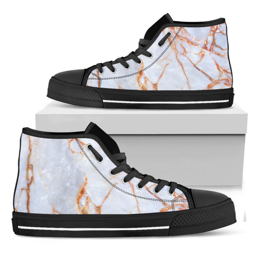 Grey Bronze Marble Print Black High Top Sneakers