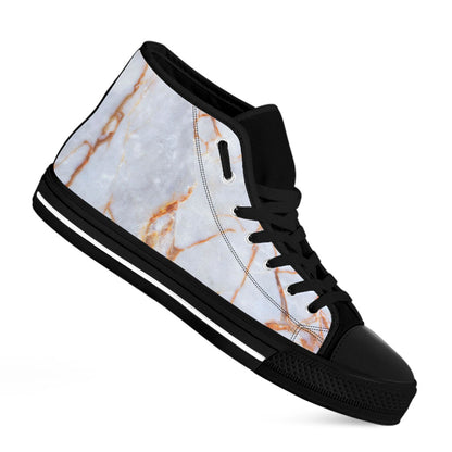 Grey Bronze Marble Print Black High Top Sneakers