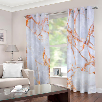Grey Bronze Marble Print Blackout Grommet Curtains