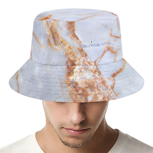 Grey Bronze Marble Print Bucket Hat