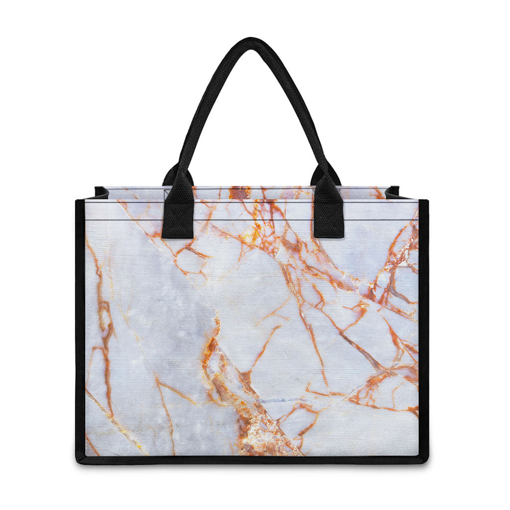 Grey Bronze Marble Print Canvas Tote Bag