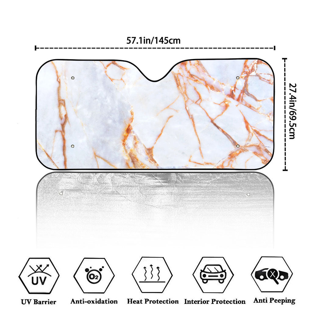 Grey Bronze Marble Print Car Windshield Sun Shade
