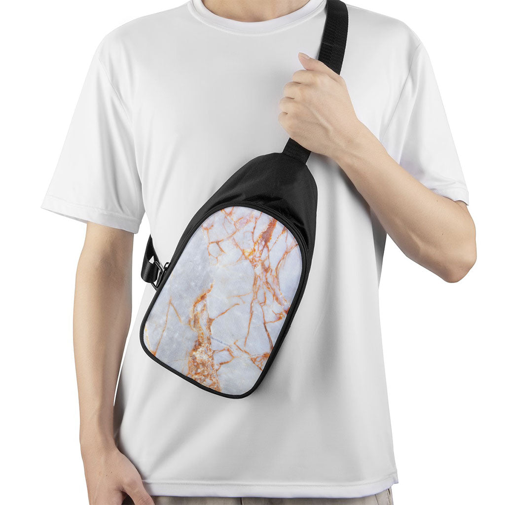 Grey Bronze Marble Print Chest Bag