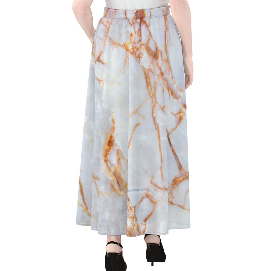 Grey Bronze Marble Print Chiffon Maxi Skirt