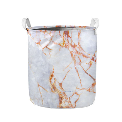 Grey Bronze Marble Print Collapsible Laundry Basket