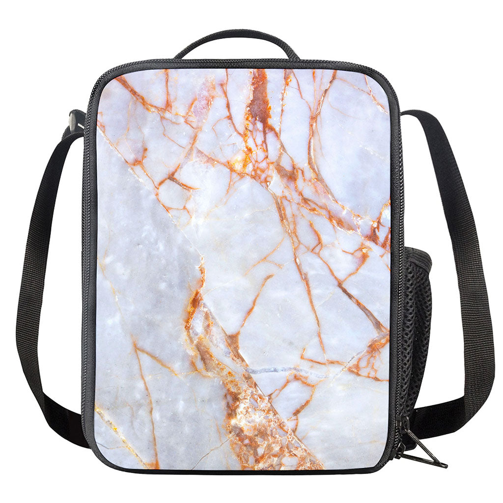 Grey Bronze Marble Print Crossbody Lunch Bag