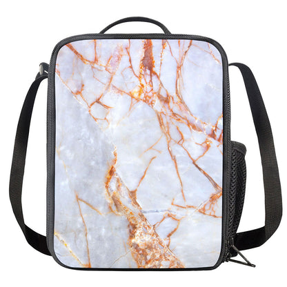 Grey Bronze Marble Print Crossbody Lunch Bag