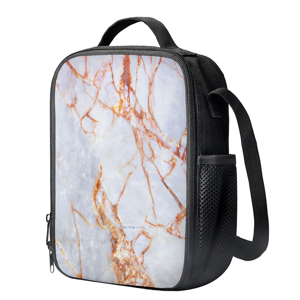 Grey Bronze Marble Print Crossbody Lunch Bag