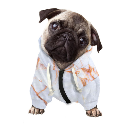 Grey Bronze Marble Print Dog Zip Up Hoodie