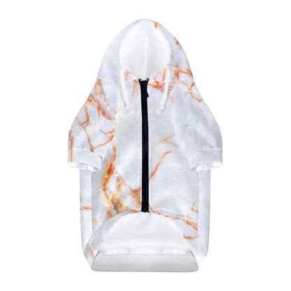 Grey Bronze Marble Print Dog Zip Up Hoodie