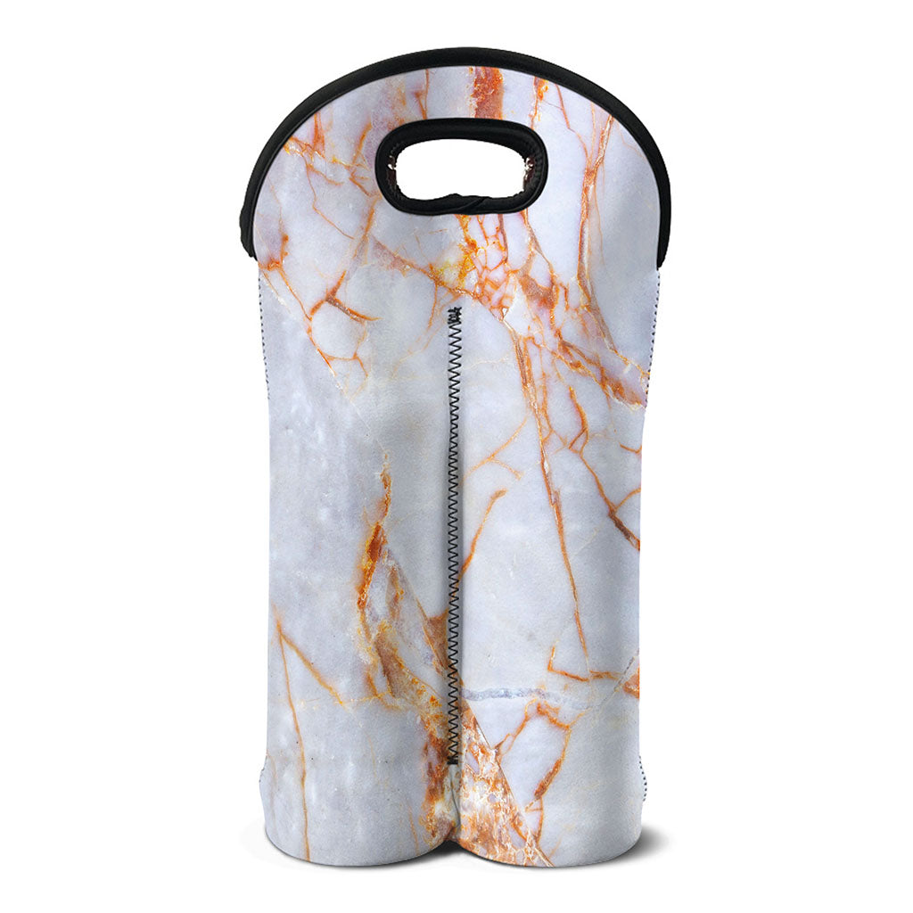 Grey Bronze Marble Print Double Neoprene Wine Tote