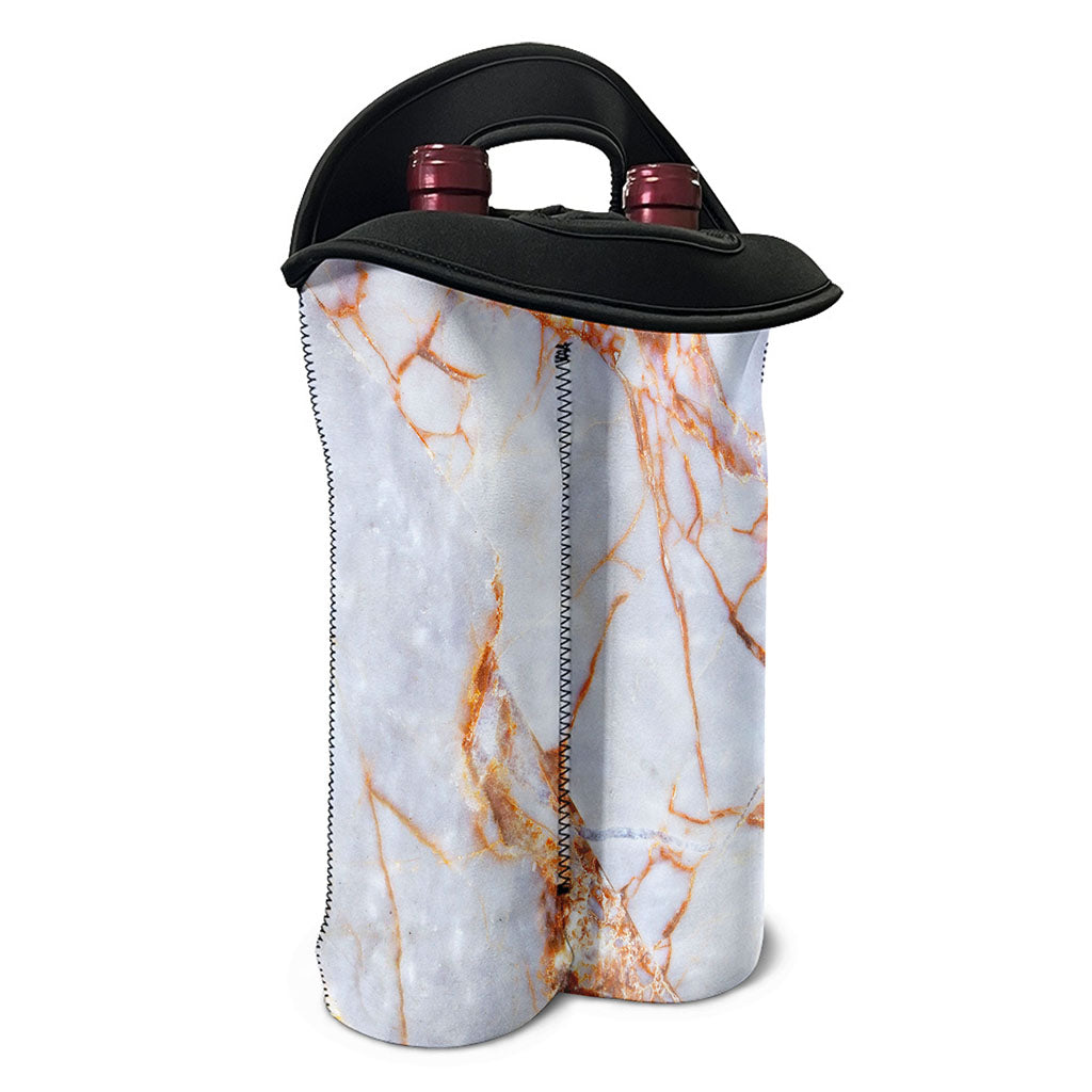 Grey Bronze Marble Print Double Neoprene Wine Tote
