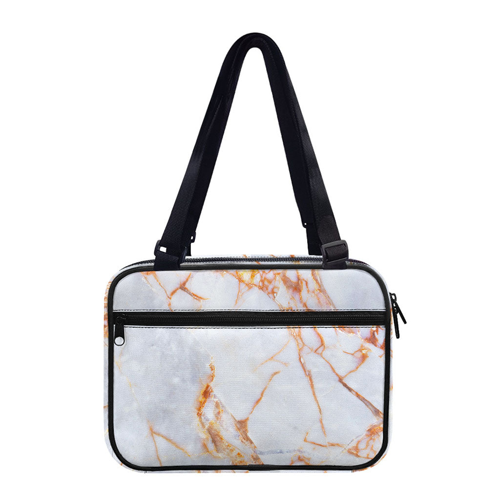 Grey Bronze Marble Print Double Strap Bible Bag