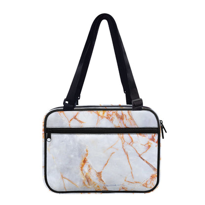 Grey Bronze Marble Print Double Strap Bible Bag