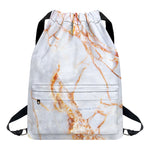 Grey Bronze Marble Print Drawstring Backpack