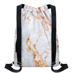 Grey Bronze Marble Print Drawstring Backpack