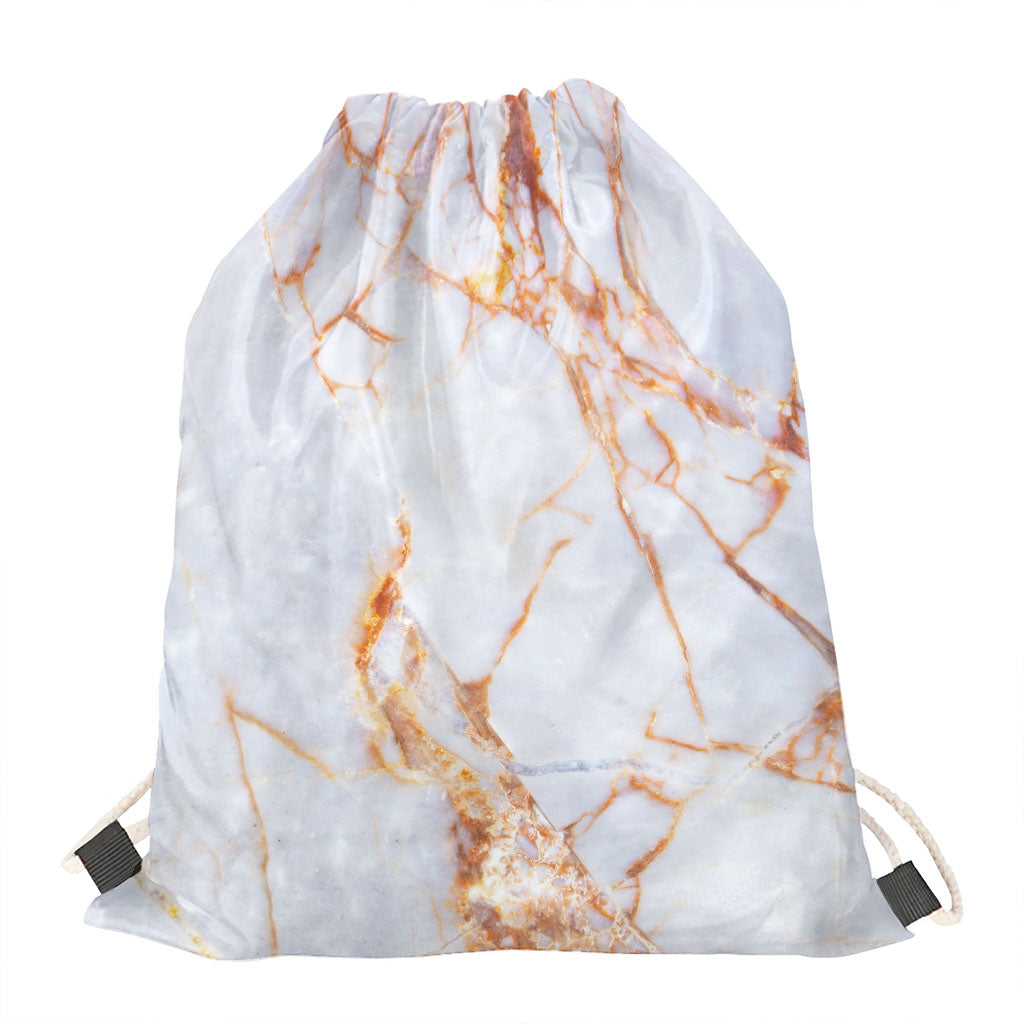Grey Bronze Marble Print Drawstring Bag