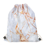 Grey Bronze Marble Print Drawstring Bag