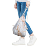 Grey Bronze Marble Print Drawstring Bag
