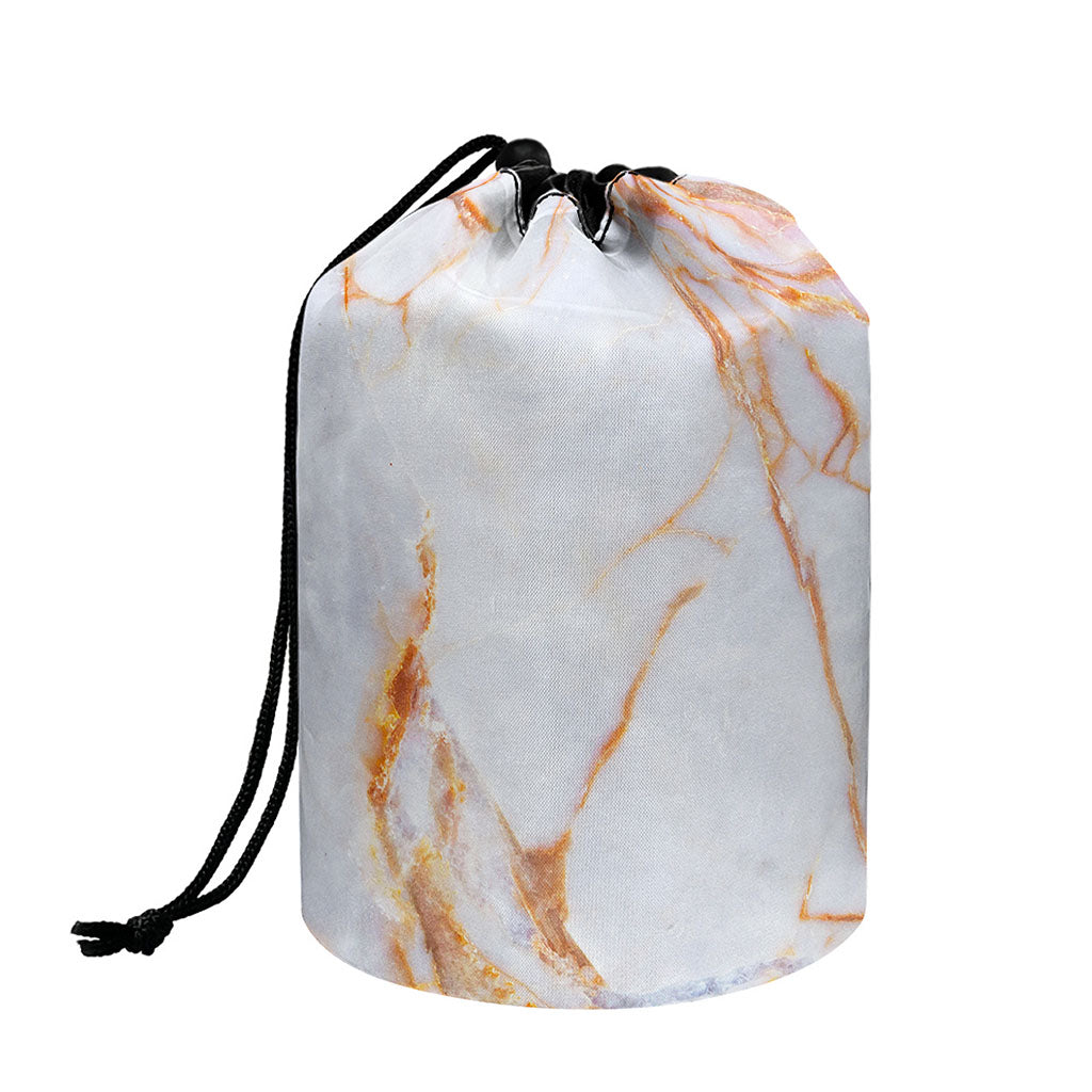 Grey Bronze Marble Print Drawstring Makeup Bag