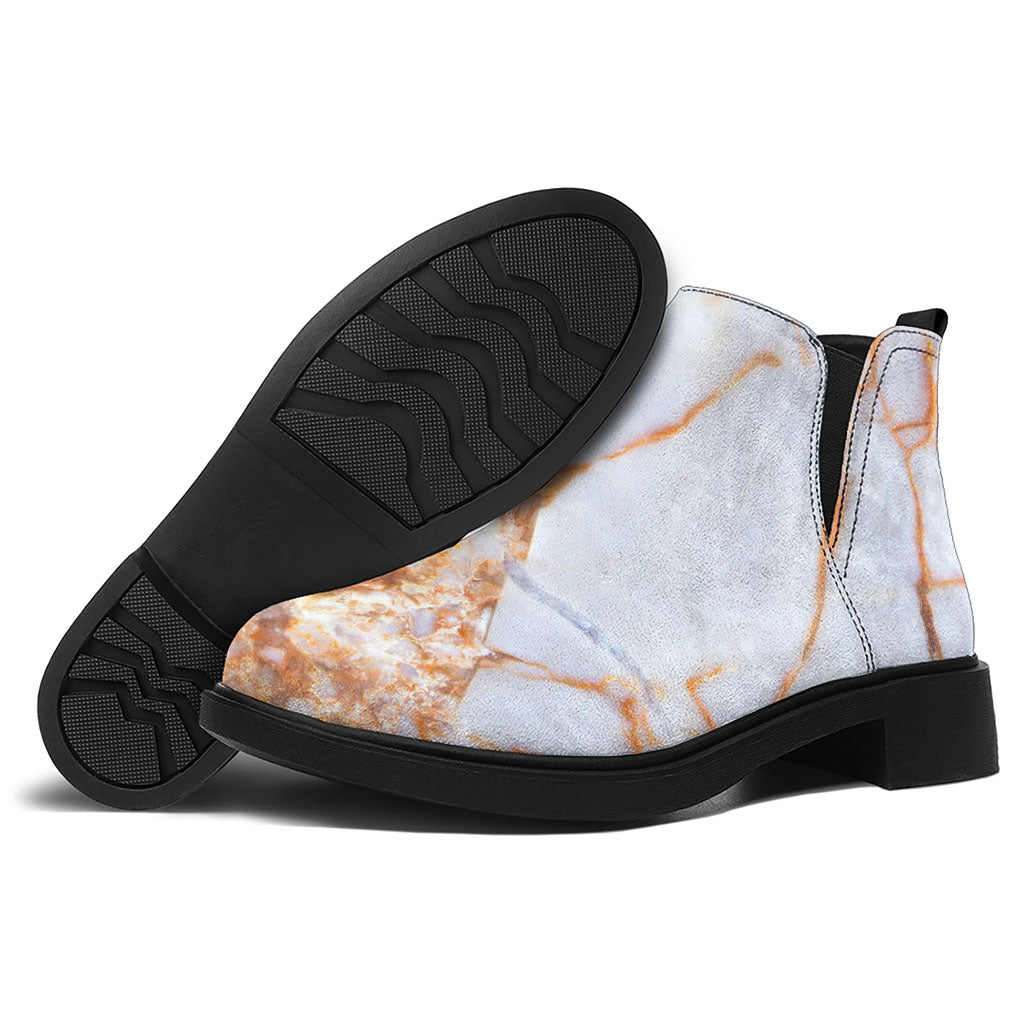 Grey Bronze Marble Print Flat Ankle Boots