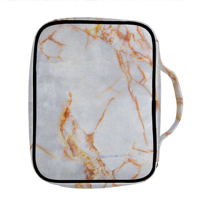Grey Bronze Marble Print Front Pocket Bible Bag