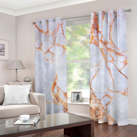 Grey Bronze Marble Print Grommet Curtains