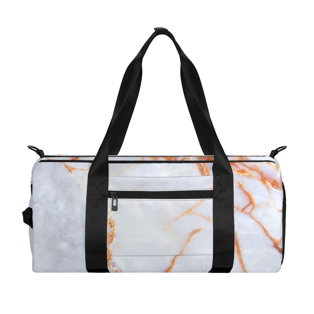 Grey Bronze Marble Print Gym Bag
