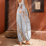 Grey Bronze Marble Print Harem Pants