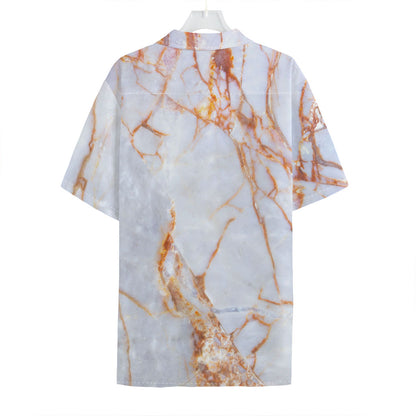 Grey Bronze Marble Print Hawaiian Shirt