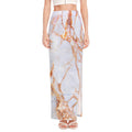 Grey Bronze Marble Print High Slit Maxi Skirt