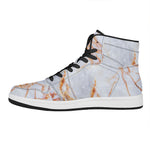 Grey Bronze Marble Print High Top Leather Sneakers