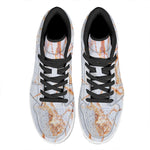 Grey Bronze Marble Print High Top Leather Sneakers