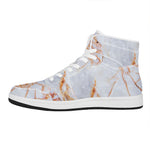 Grey Bronze Marble Print High Top Leather Sneakers