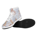 Grey Bronze Marble Print High Top Leather Sneakers