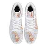 Grey Bronze Marble Print High Top Leather Sneakers