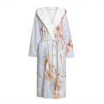 Grey Bronze Marble Print Hooded Bathrobe