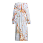 Grey Bronze Marble Print Hooded Bathrobe